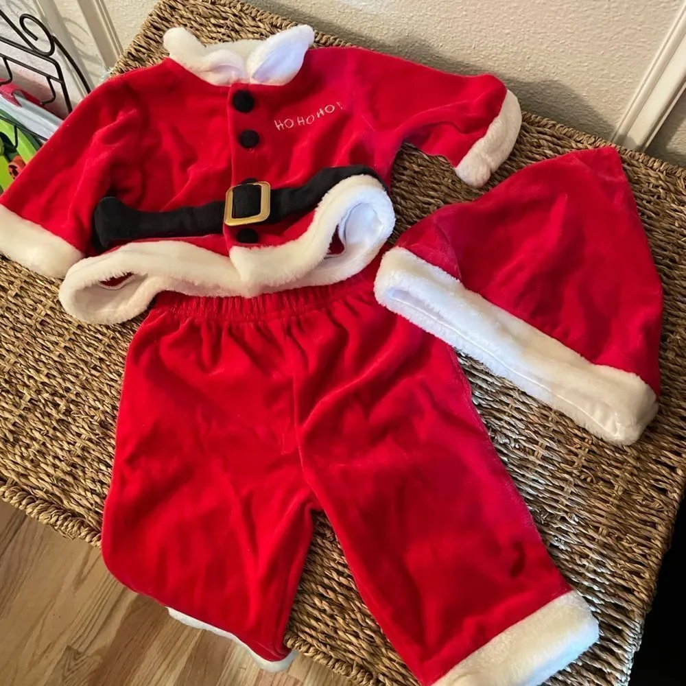 New Born Baby Works Santa Outfit Ho Ho Ho 0-3 Months